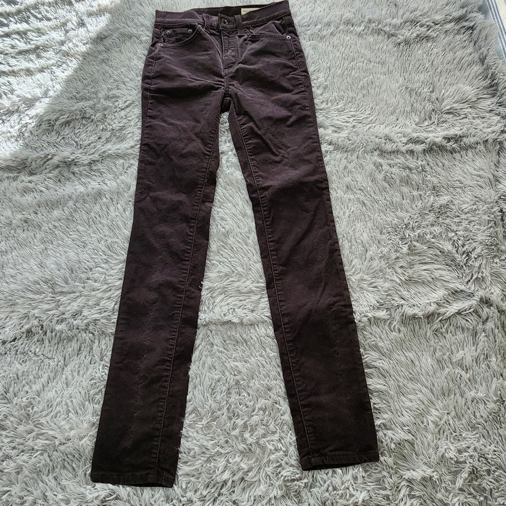 Rag & Bone Black High Rise Skinny Corduroy Pants